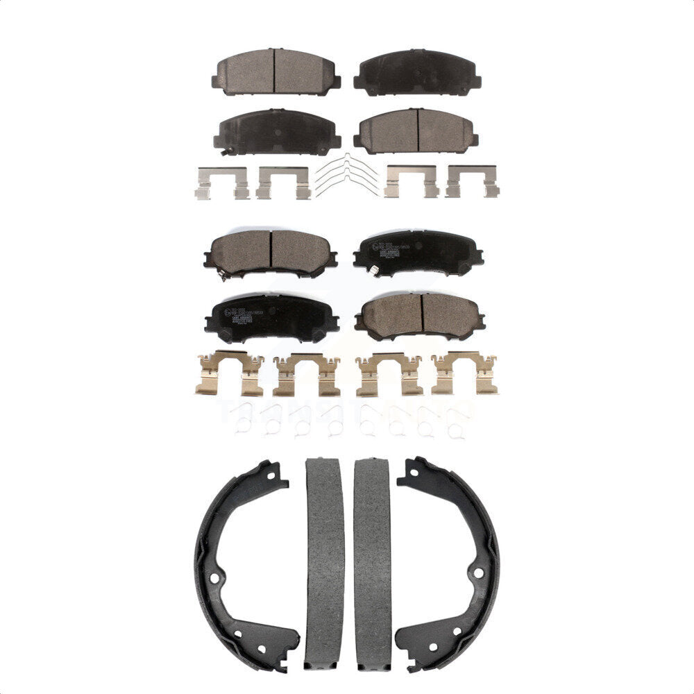 Ceramic Brake Pads And Parking Shoes Front Rear Kit For 2017-2023 Nissan TITAN