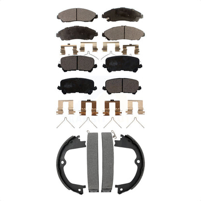 Ceramic Brake Pads & Parking Shoe Front Rear Kit For Honda Pilot Ridgeline Acura