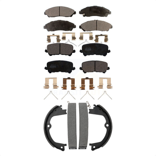 Ceramic Brake Pads & Parking Shoe Front Rear Kit For Honda Pilot Ridgeline Acura