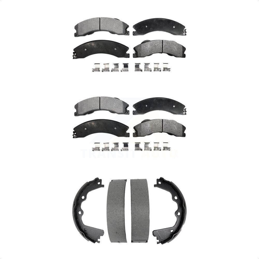 Ceramic Brake Pads Parking Shoes Front Rear Kit For GMC Chevrolet Sierra 2500 HD