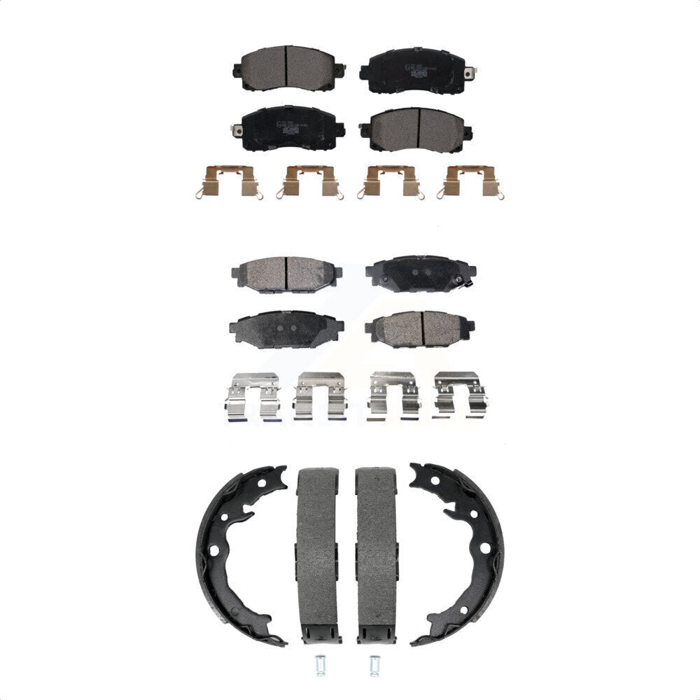 Ceramic Brake Pads And Parking Shoes Front Rear Kit For Subaru Crosstrek Impreza