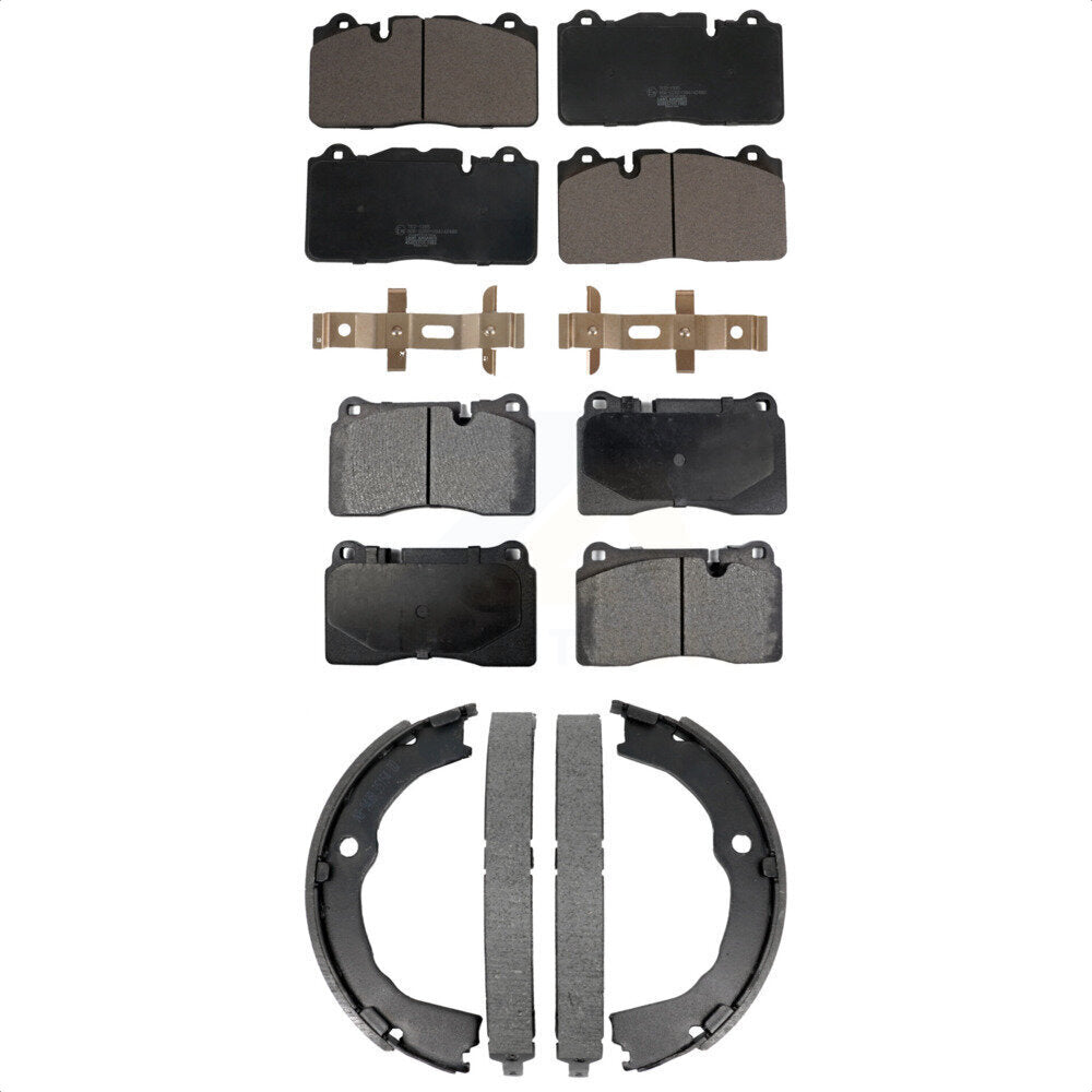Ceramic Brake Pads & Parking Shoe Front Rear Kit For 14-15 Chevrolet Camaro Z 28