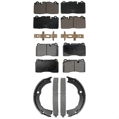 Ceramic Brake Pads & Parking Shoe Front Rear Kit For 14-15 Chevrolet Camaro Z 28