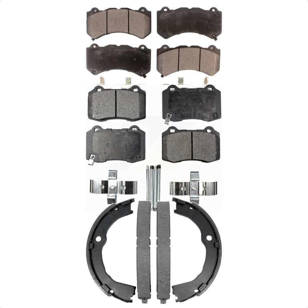 Ceramic Brake Pads Parking Shoe Front Rear Kit For Chevrolet Camaro Cadillac CTS