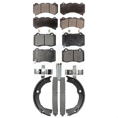 Ceramic Brake Pads Parking Shoe Front Rear Kit For Chevrolet Camaro Cadillac CTS