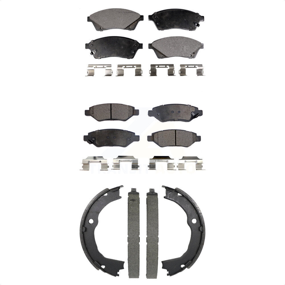 Ceramic Brake Pads And Parking Shoes Front Rear Kit For 2010-2016 Cadillac SRX