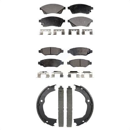 Ceramic Brake Pads And Parking Shoes Front Rear Kit For 2010-2016 Cadillac SRX