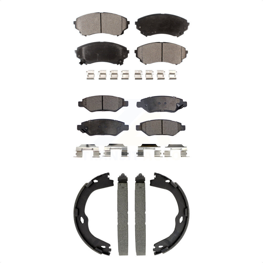 Ceramic Brake Pads And Parking Shoes Front Rear Kit For Cadillac CTS