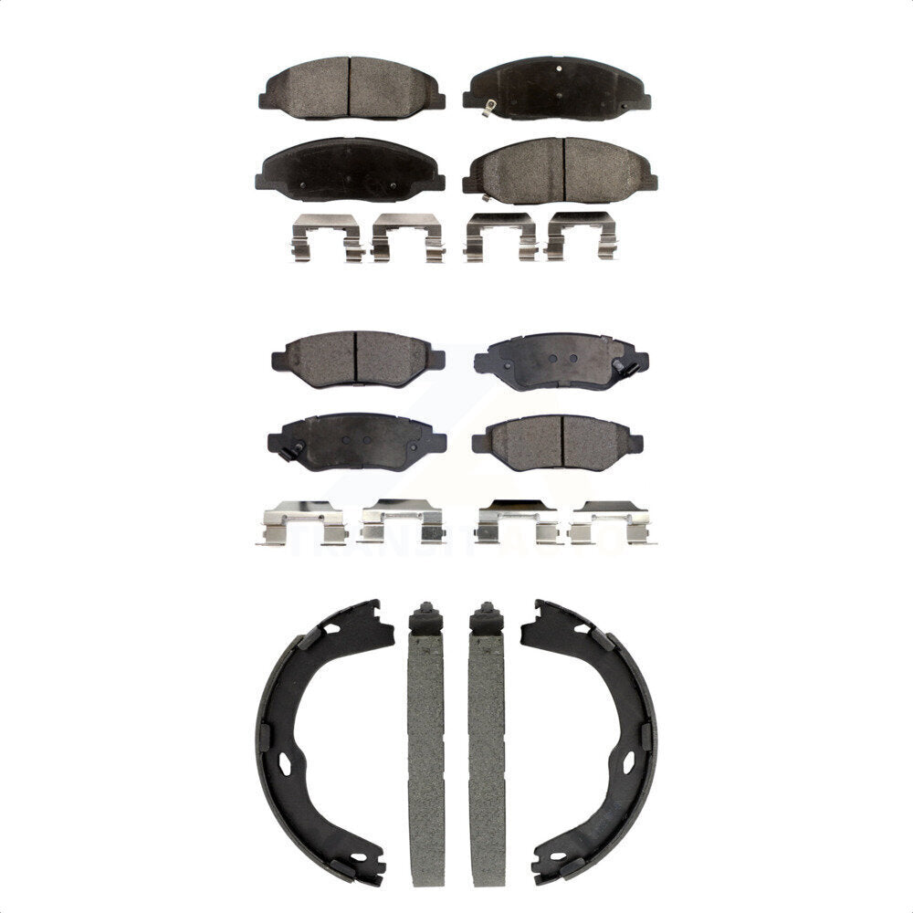Ceramic Brake Pads And Parking Shoes Front Rear Kit For Cadillac CTS