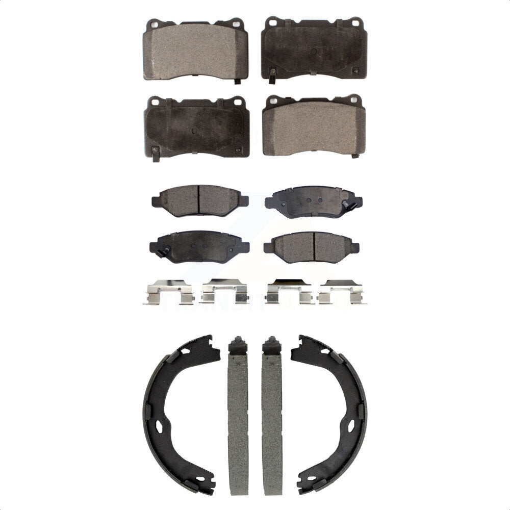 Ceramic Brake Pads And Parking Shoes Front Rear Kit For Cadillac CTS