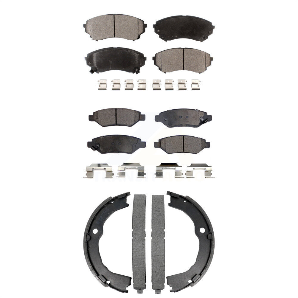 Ceramic Brake Pads And Parking Shoes Front Rear Kit For Cadillac CTS