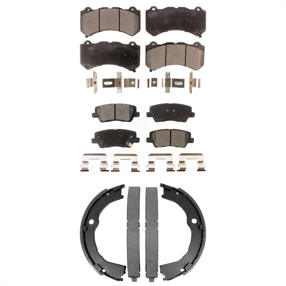 Ceramic Brake Pads Parking Shoes Front Rear Kit For 15 Cadillac CTS V with Coupe