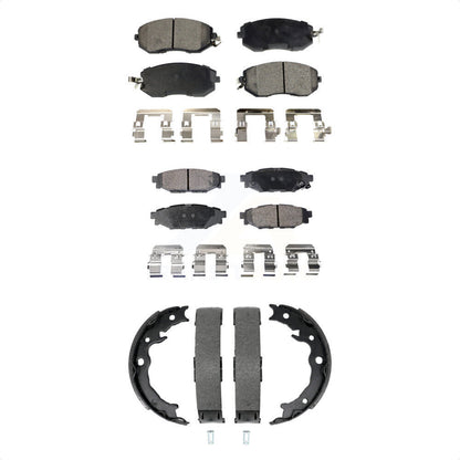 Ceramic Brake Pads & Parking Shoes Front Rear Kit For Subaru Forester Impreza XV