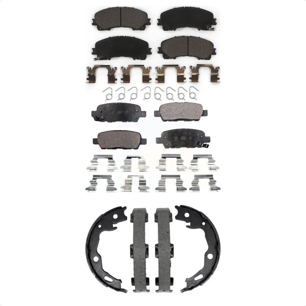 Ceramic Brake Pads And Parking Shoes Front Rear Kit For Nissan Rogue