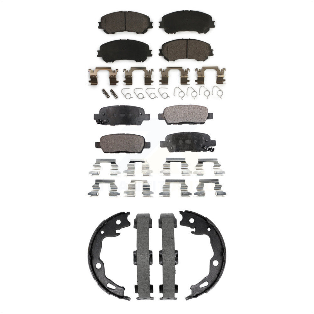 Ceramic Brake Pads & Parking Shoes Front Rear Kit For Nissan Rogue Sport Qashqai