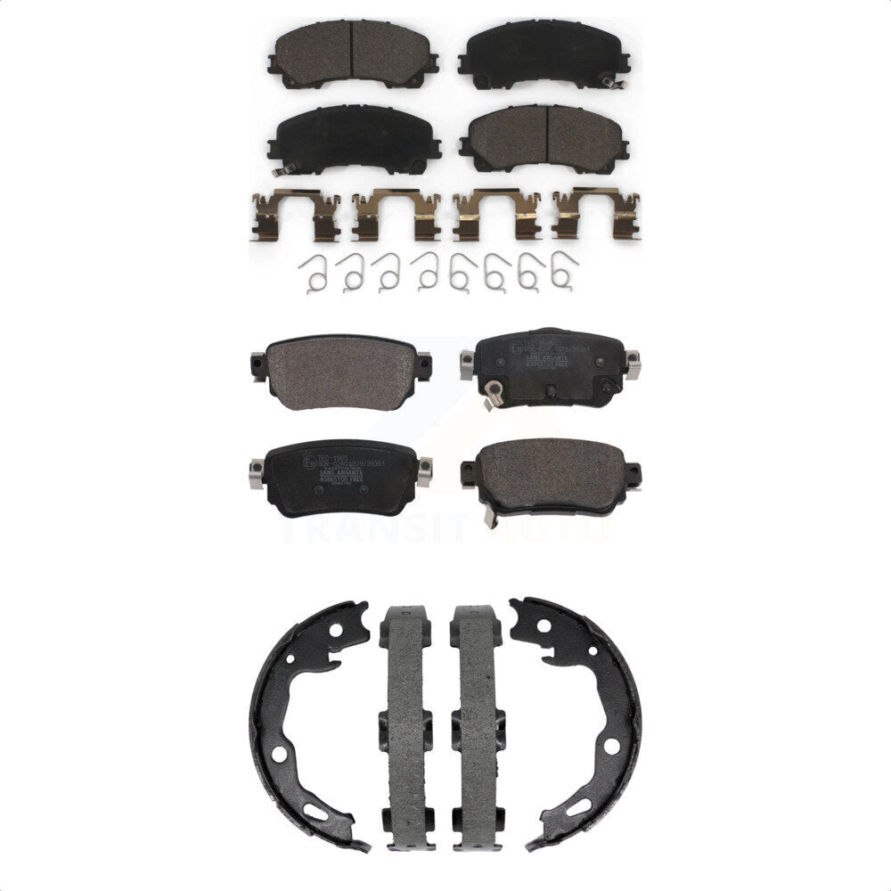 Ceramic Brake Pads And Parking Shoes Front Rear Kit For Nissan Rogue