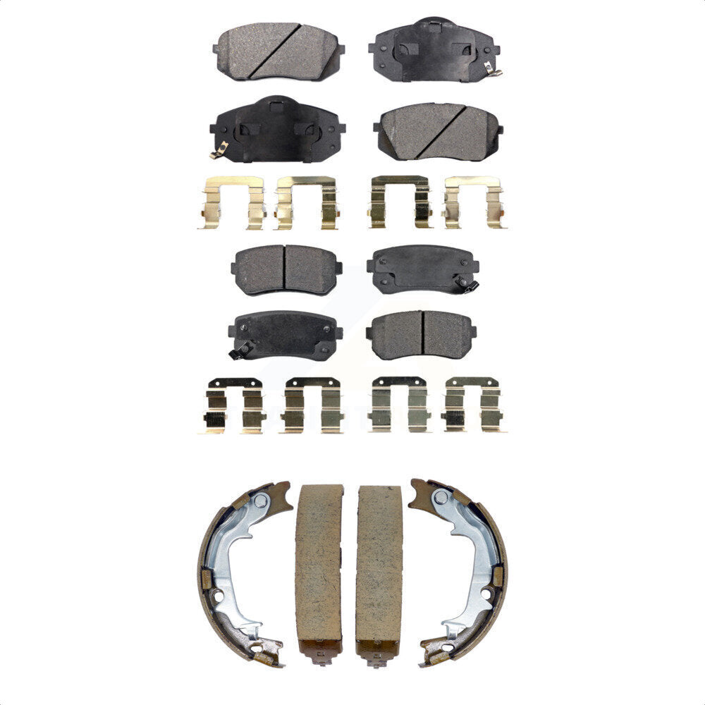 Ceramic Brake Pads & Parking Shoe Front Rear Kit For Hyundai Tucson Kia Sportage