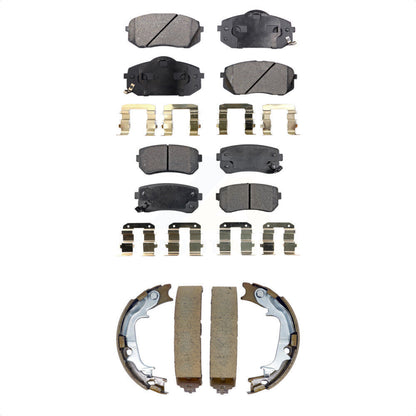 Ceramic Brake Pads & Parking Shoe Front Rear Kit For Hyundai Tucson Kia Sportage