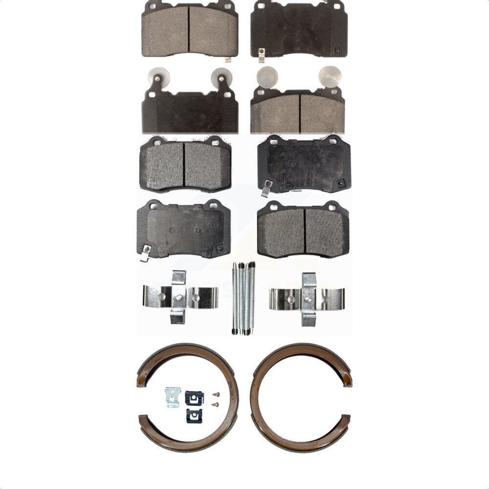 Ceramic Brake Pads And Parking Shoes Front Rear Kit For 2015-2017 Chevrolet SS