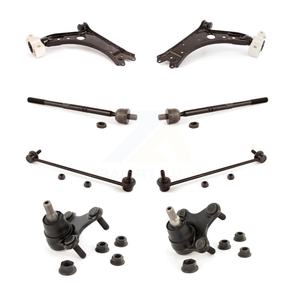 Suspension Control Arm Tie Rod End Link Ball Joint Front Kit (8Pc) For Jetta GTI