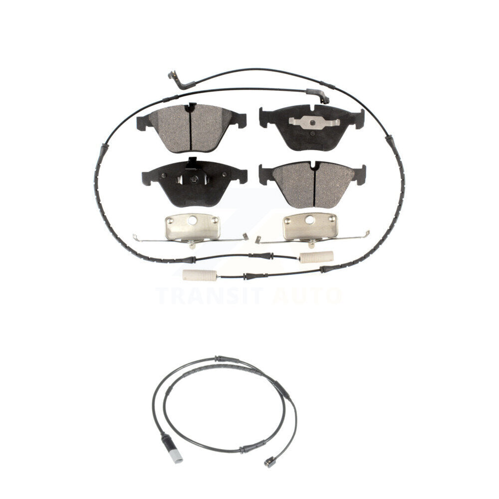 Ceramic Brake Pad & Extra Wear Sensor Front Kit For 2010 BMW 535i Base with 3.0L
