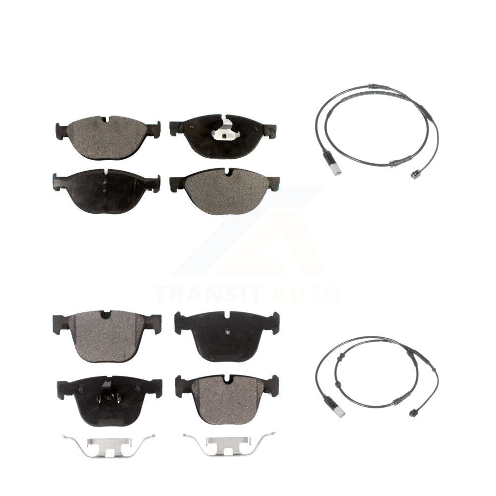 Ceramic Disc Brake Pad & Wear Sensor Front Rear Kit For 2012 BMW 750i GAS engine