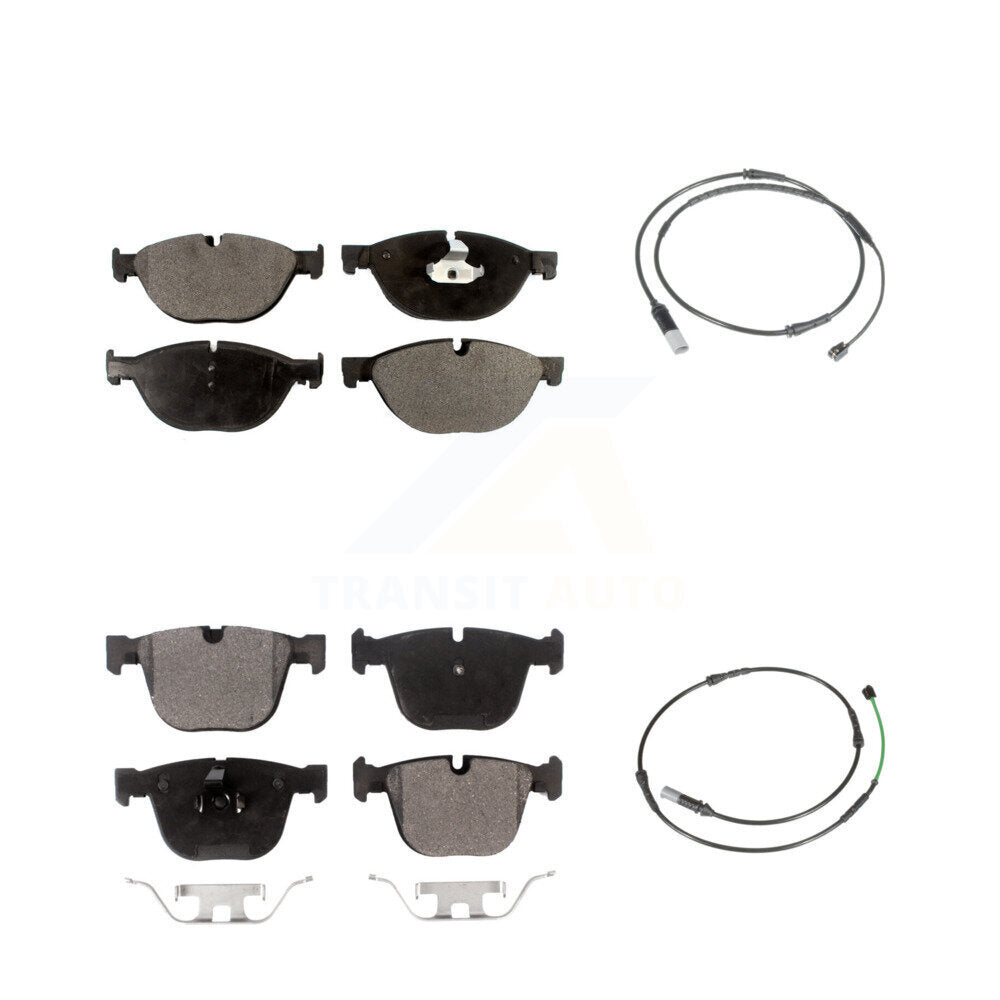 Ceramic Disc Brake Pads & Wear Sensor Front Rear Kit For BMW 535i GT xDrive 550i