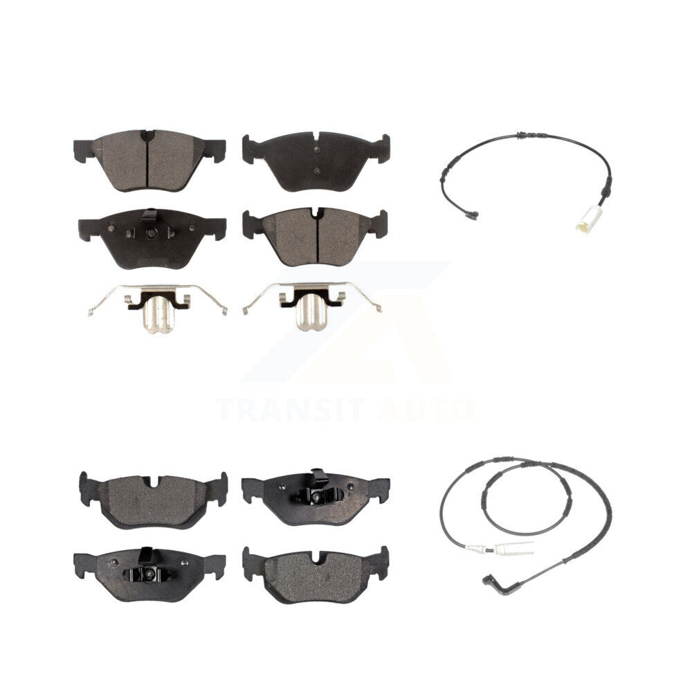 Ceramic Disc Brake Pads And Wear Sensors Front Rear Kit For BMW 128i 3.0L