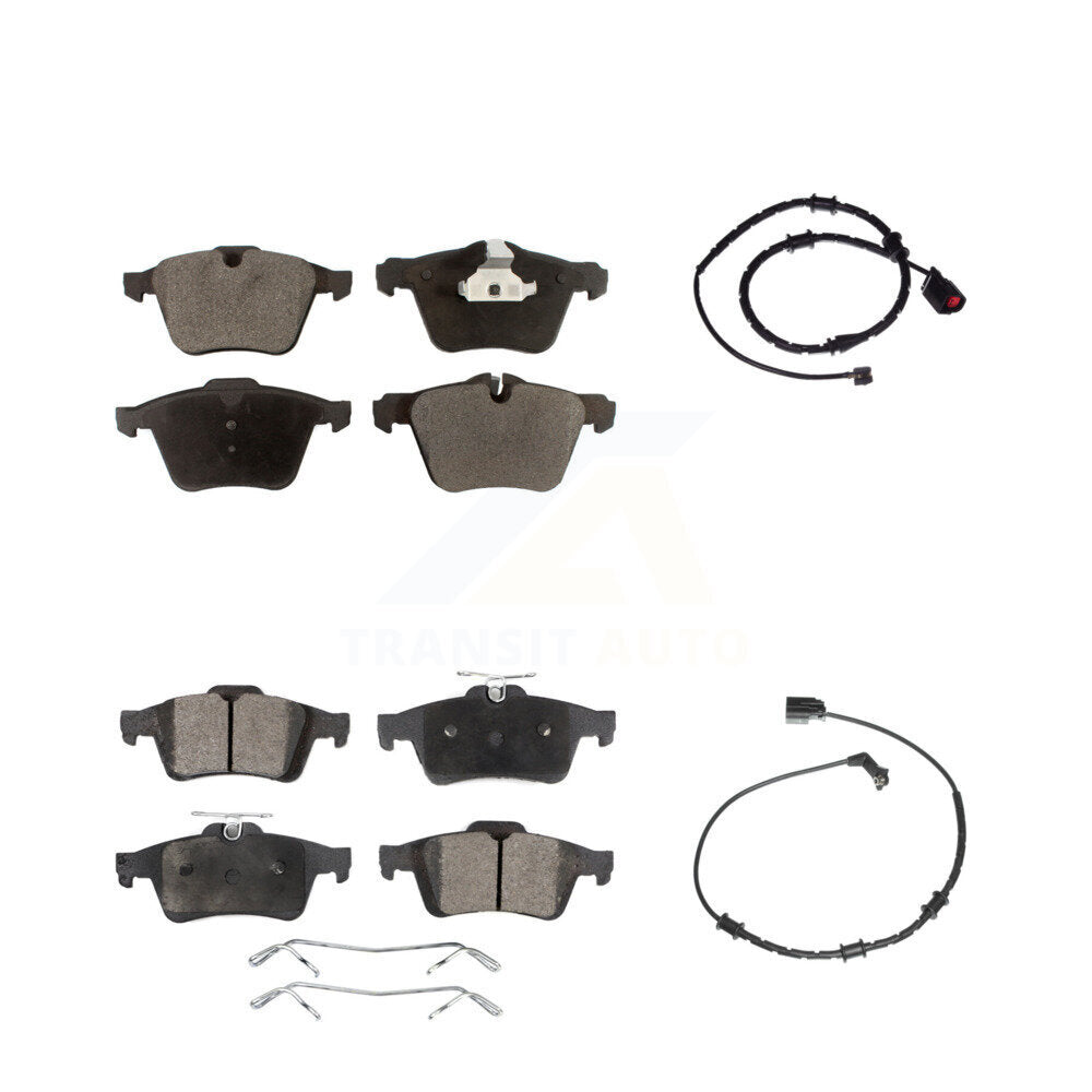 Ceramic Disc Brake Pads And Wear Sensors Front Rear Kit For Jaguar XJ