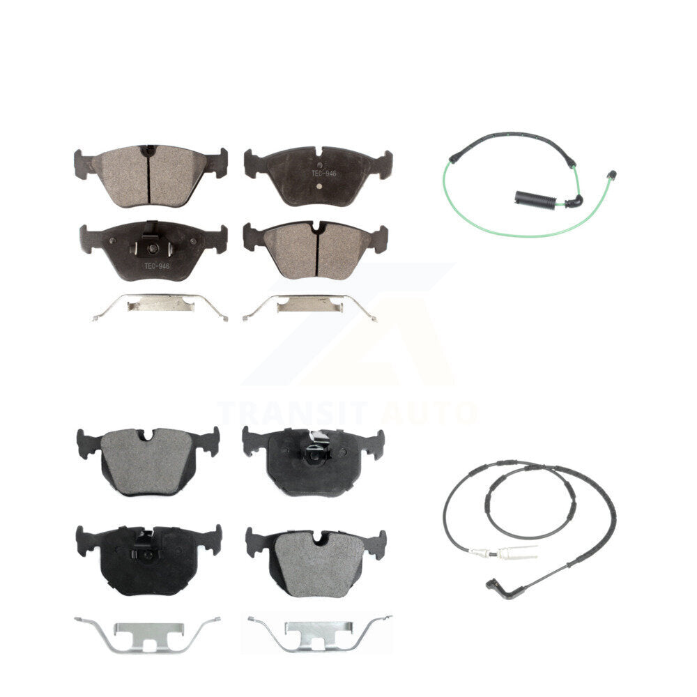 Ceramic Disc Brake Pads And Wear Sensors Front Rear Kit For 2005 BMW 330xi 3.0L