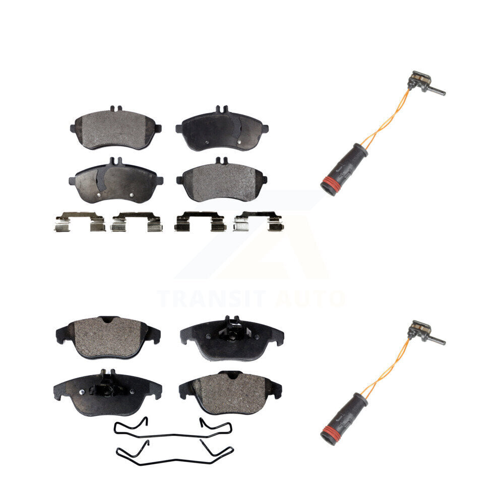 Ceramic Brake Pads & Wear Sensor Front Rear Kit For Mercedes-Benz C300 C250 C230