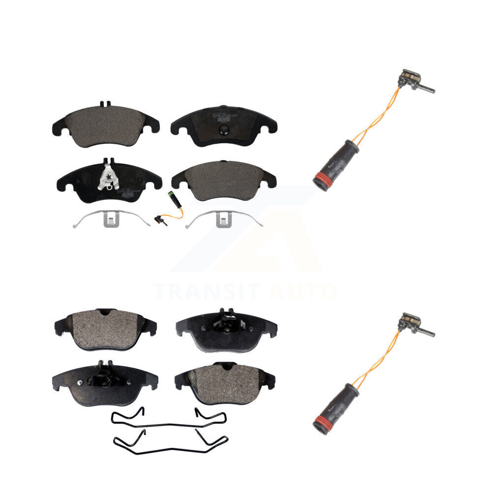 Ceramic Brake Pad & Extra Wear Sensor Front Rear Kit For Mercedes-Benz C300 C350
