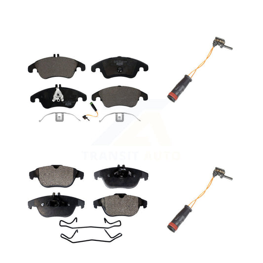 Ceramic Brake Pad & Extra Wear Sensor Front Rear Kit For Mercedes-Benz C300 C350