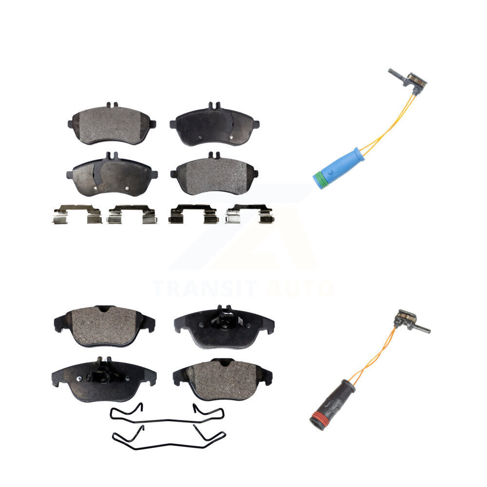 Ceramic Brake Pads & Wear Sensor Front Rear Kit For 2012 Mercedes-Benz C250 1.8L