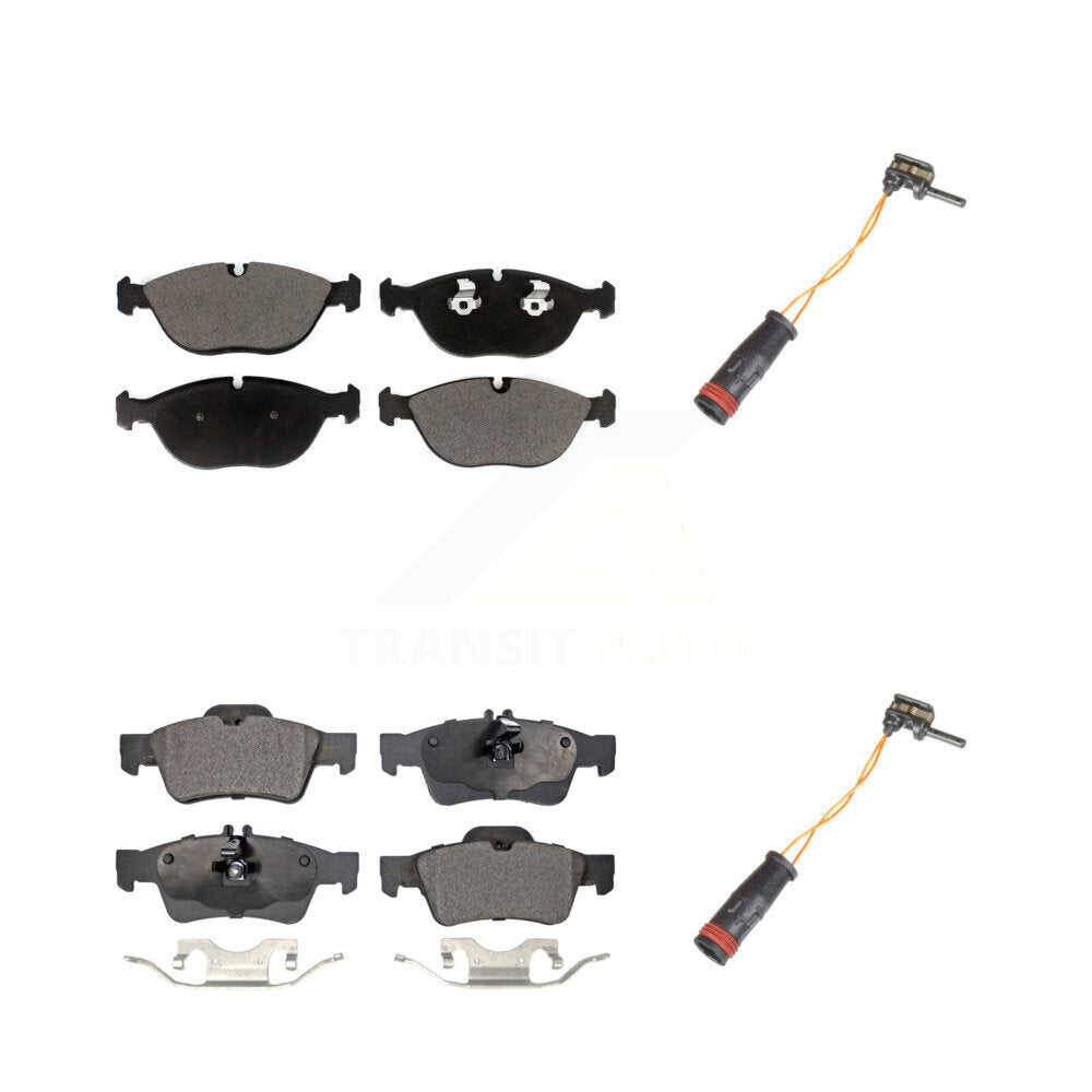 Ceramic Brake Pad And Wear Sensor Front Rear Kit For 2006 Mercedes-Benz E350 AWD