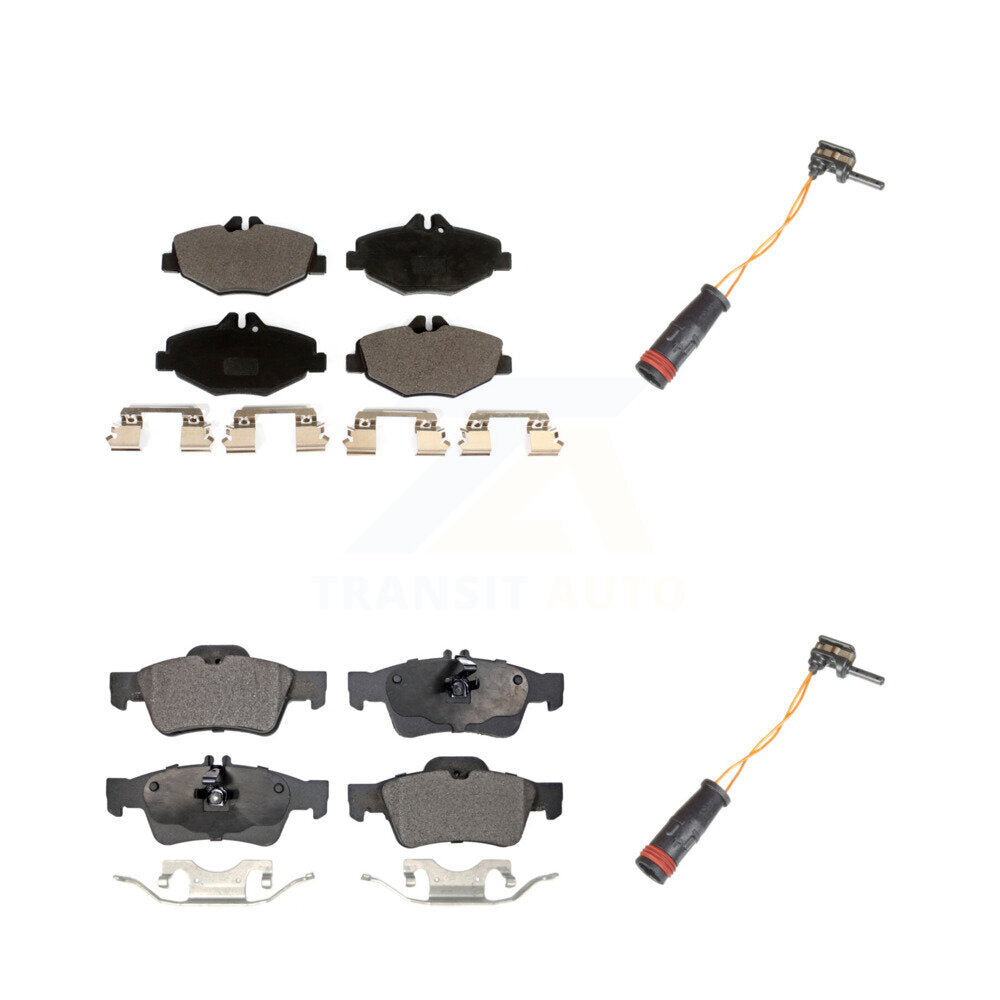 Ceramic Disc Brake Pad And Wear Sensor Front Rear Kit For Mercedes-Benz E350 RWD