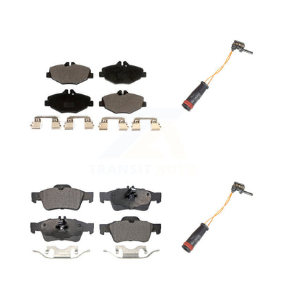 Ceramic Disc Brake Pad And Wear Sensor Front Rear Kit For Mercedes-Benz E350 RWD