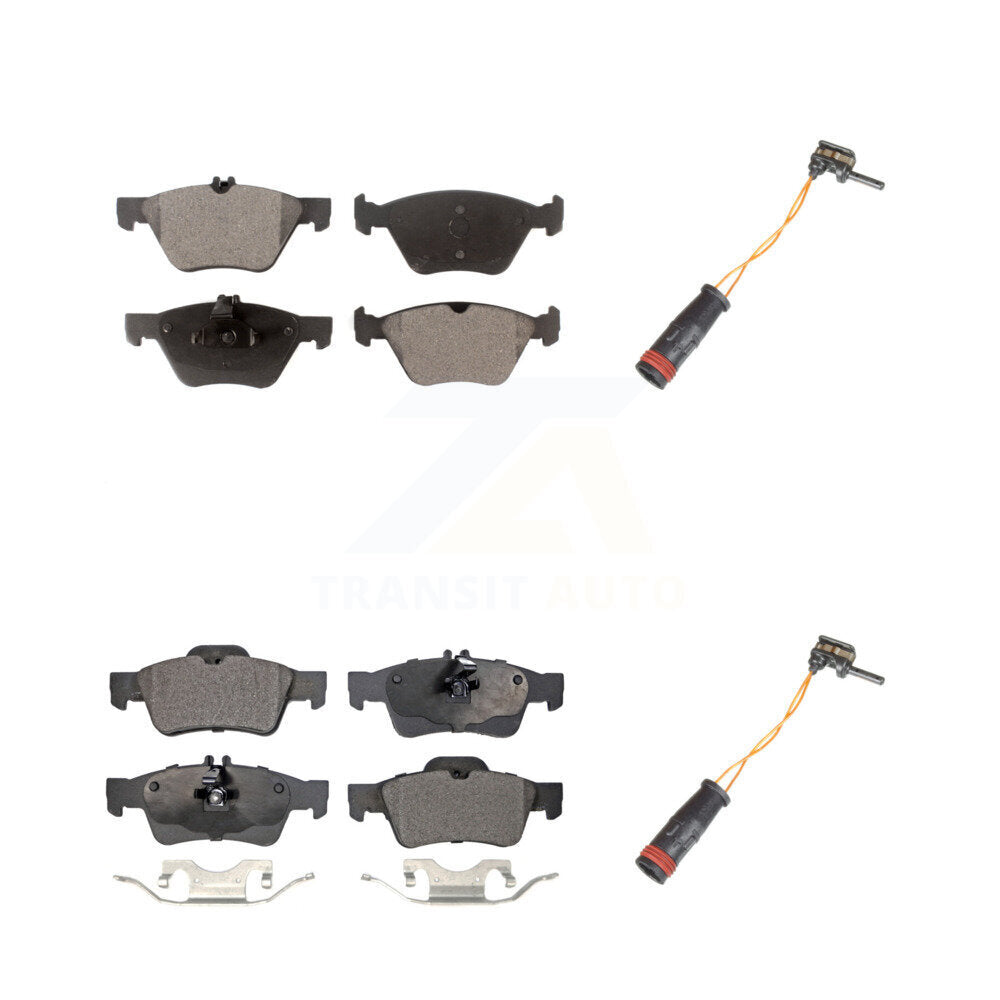 Ceramic Disc Brake Pads & Wear Sensor Front Rear Kit For Mercedes-Benz E350 E300