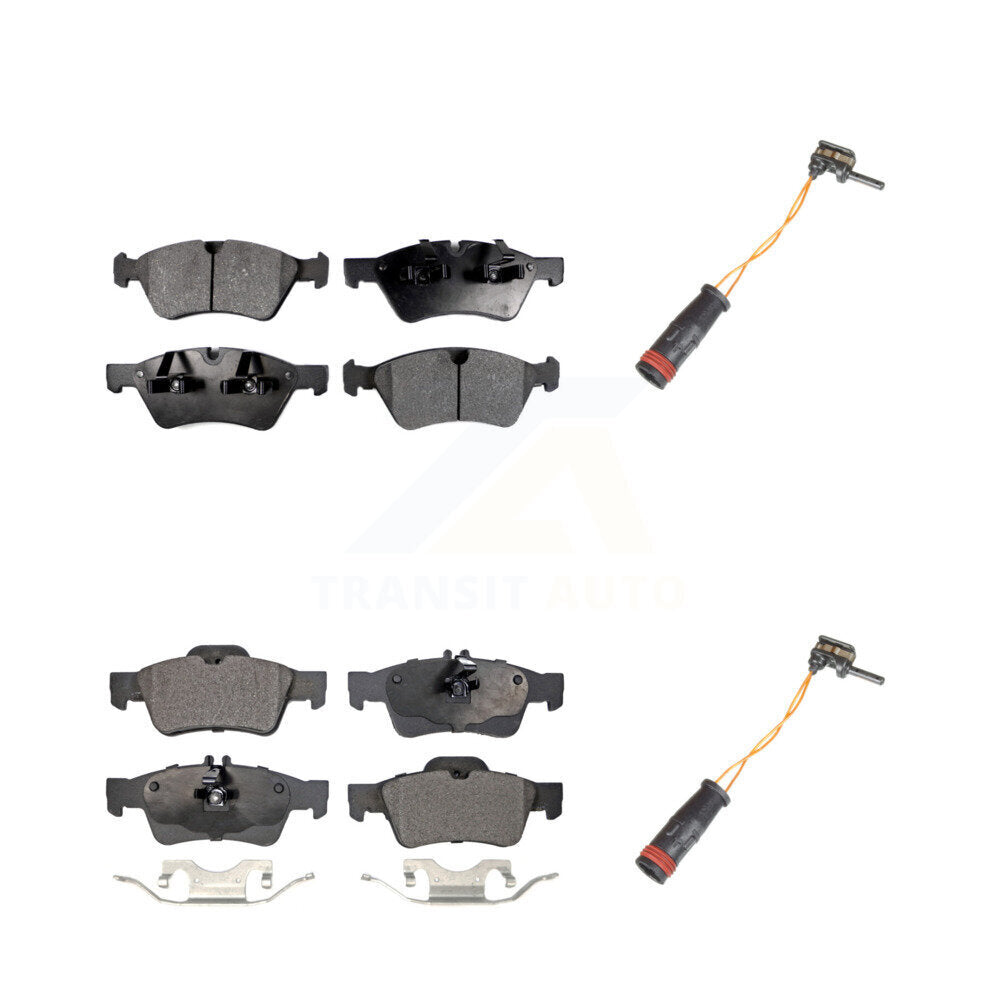 Ceramic Disc Brake Pad And Wear Sensor Front Rear Kit For Mercedes-Benz E350 AWD
