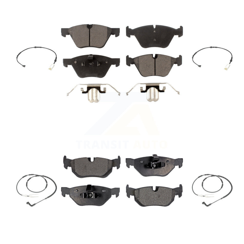 Ceramic Disc Brake Pads And Wear Sensors Front Rear Kit For BMW 128i 3.0L
