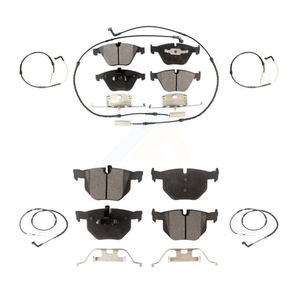Ceramic Disc Brake Pad & Extra Wear Sensor Front Rear Kit For BMW 335i 335d 3.0L