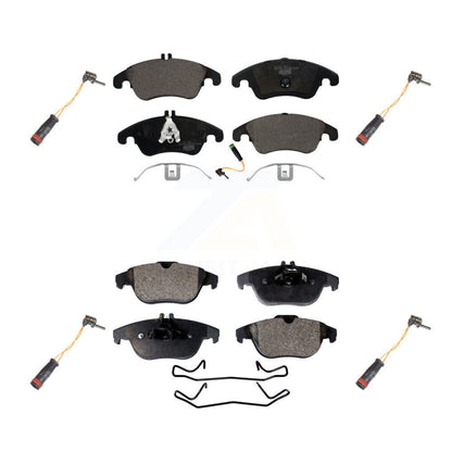 Ceramic Brake Pad & Extra Wear Sensor Front Rear Kit For Mercedes-Benz C300 C350