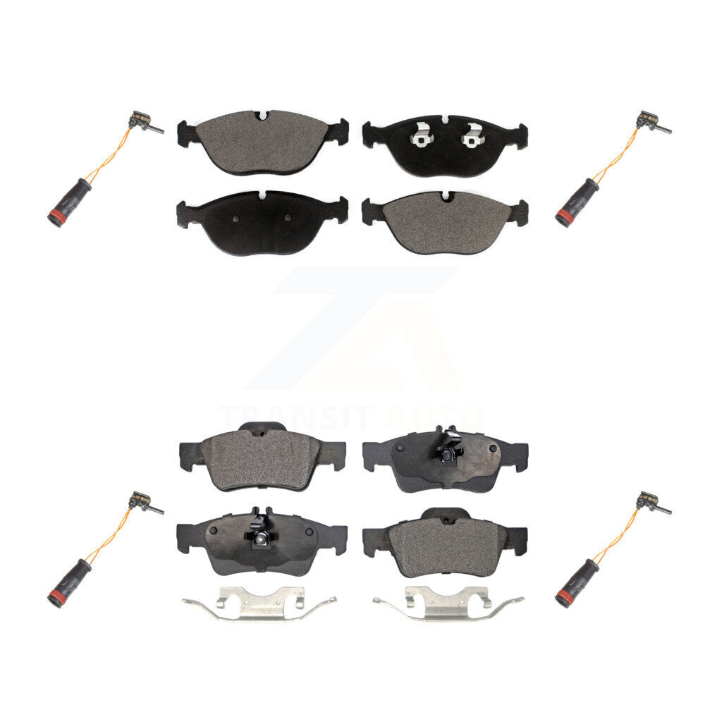 Ceramic Brake Pad And Wear Sensor Front Rear Kit For 2006 Mercedes-Benz E350 AWD