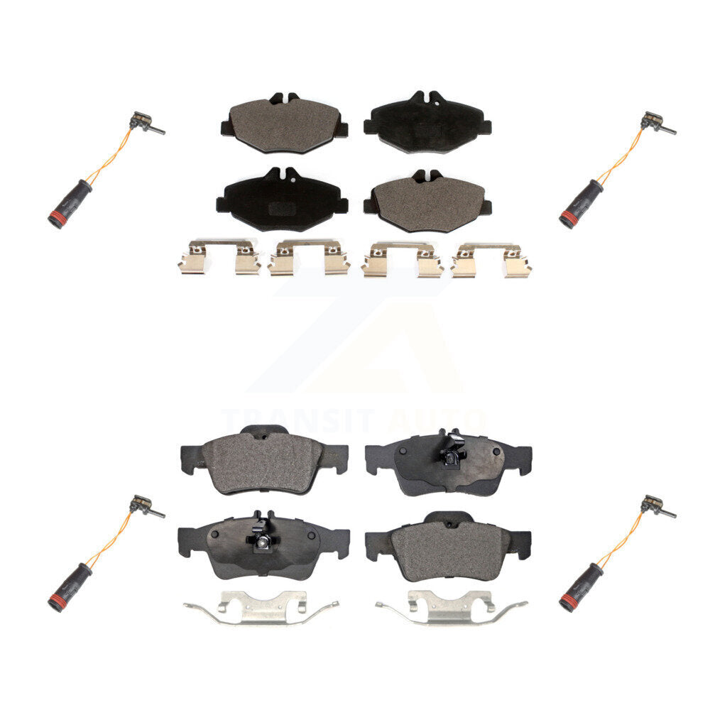 Ceramic Disc Brake Pad And Wear Sensor Front Rear Kit For Mercedes-Benz E350 RWD