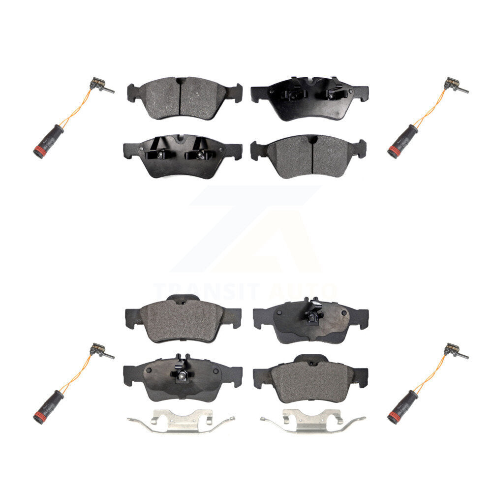 Ceramic Disc Brake Pad And Wear Sensor Front Rear Kit For Mercedes-Benz E350 AWD