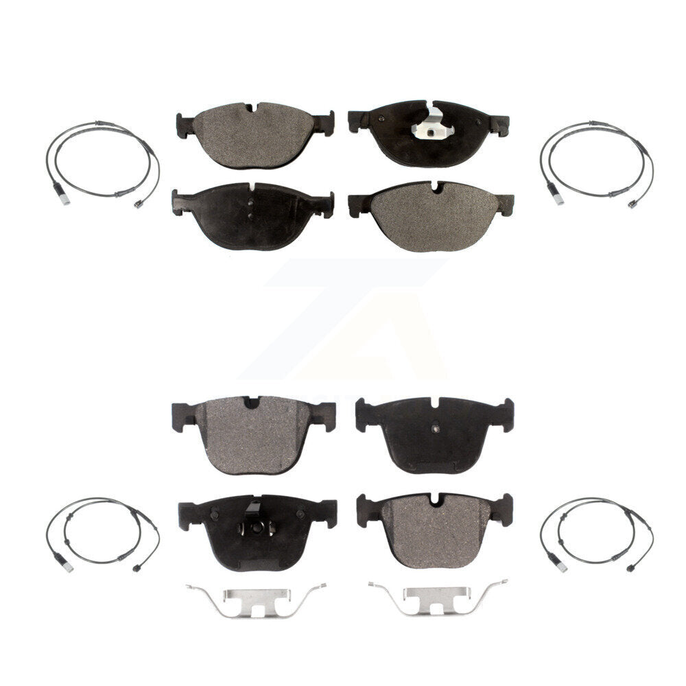 Ceramic Disc Brake Pad & Wear Sensor Front Rear Kit For 2012 BMW 750i GAS engine