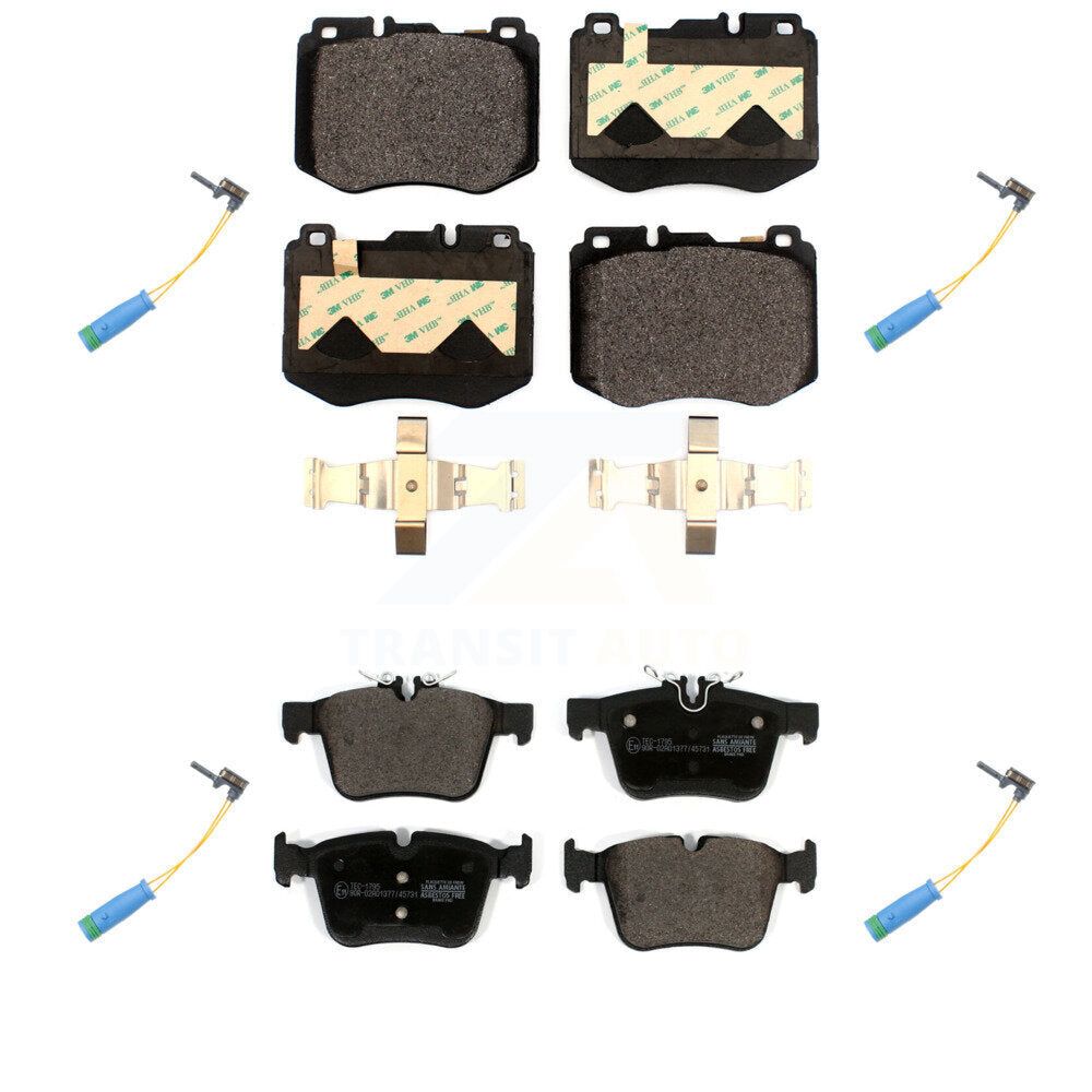 Ceramic Brake Pad & Wear Sensor Front Rear Kit For Mercedes-Benz C300 C400 C350e