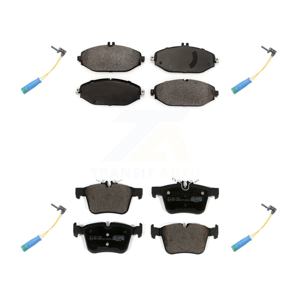 Ceramic Disc Brake Pads And Wear Sensors Front Rear Kit For Mercedes-Benz C300
