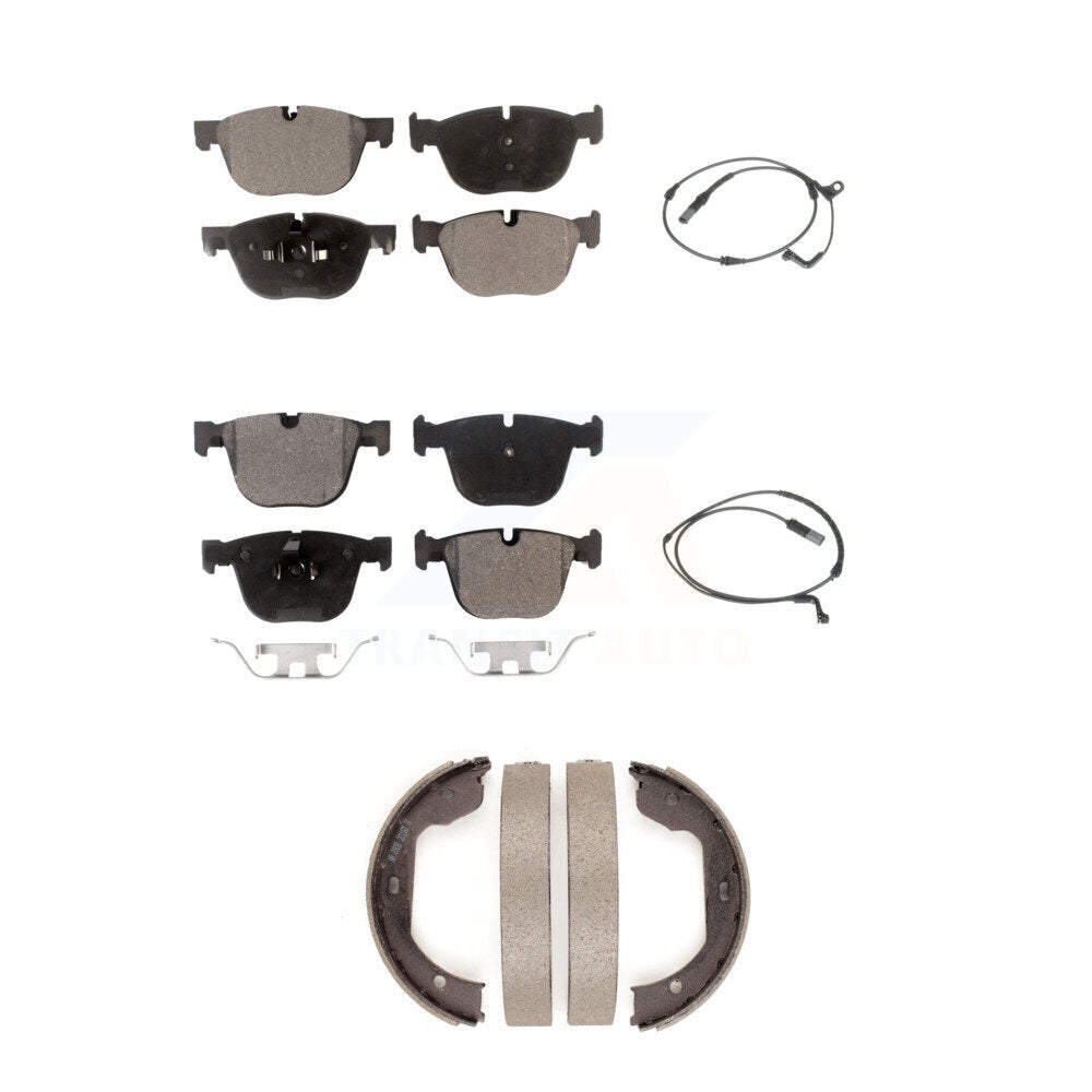 Ceramic Disc Brake Pads And Wear Sensors Front Rear Kit (5Pc) For BMW X5 X6