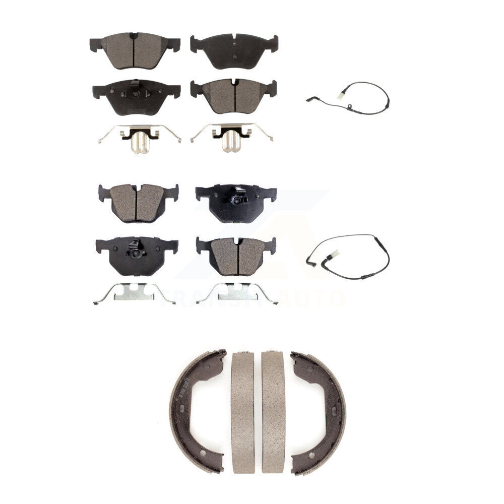 Ceramic Disc Brake Pads And Wear Sensors Front Rear Kit (5Pc) For BMW 525i